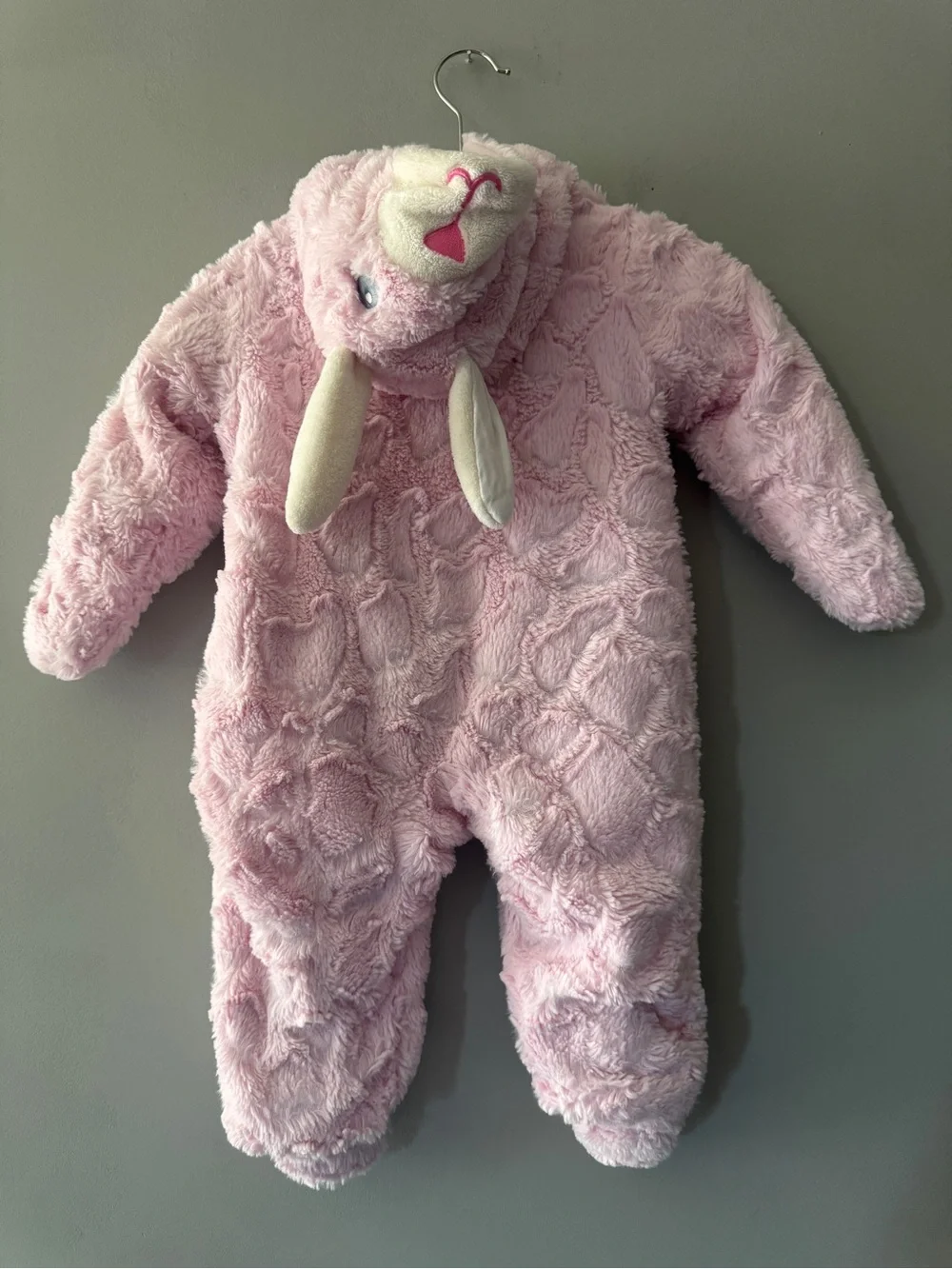 BabiesRUs | Pink Fuzzy Bunny One-Piece | 9M